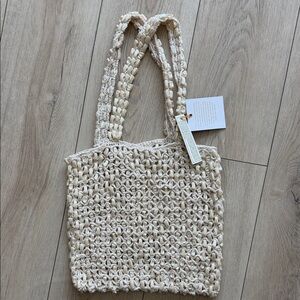Handwoven Cream Crochet Tote Bag